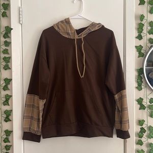 brown and plaid mens hoodie